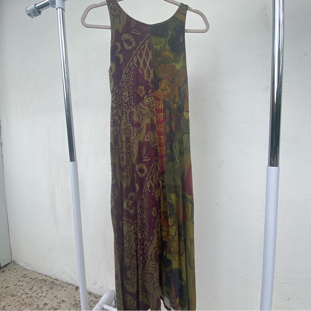 Y2K Desigual Multicolor Indian Print Asymmetrical MIDI Dress Size Small - Picture 3 of 10